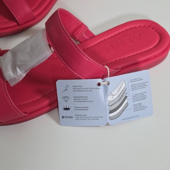 Aerosoles Geraldine Sandals Women US 10M Hot Pink Faux Leather Boho Beach Resort - Picture 13 of 16